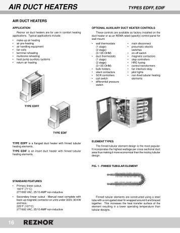 AIR DUCT HEATERS