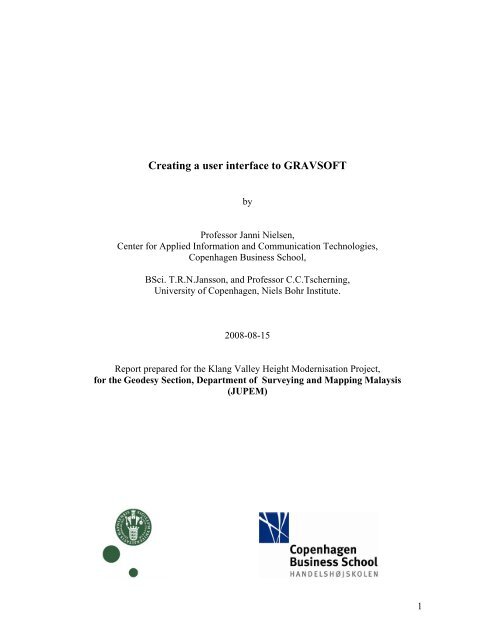 Creating a user interface to GRAVSOFT - CCTscherning