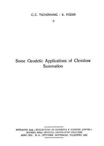 Some Geodetic Applications of Clenshaw Summation