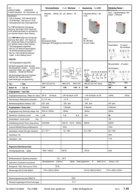 Catalog relay units - Appoldt GmbH