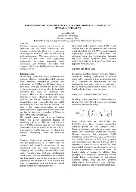 engineering mathematics education with computer algebra