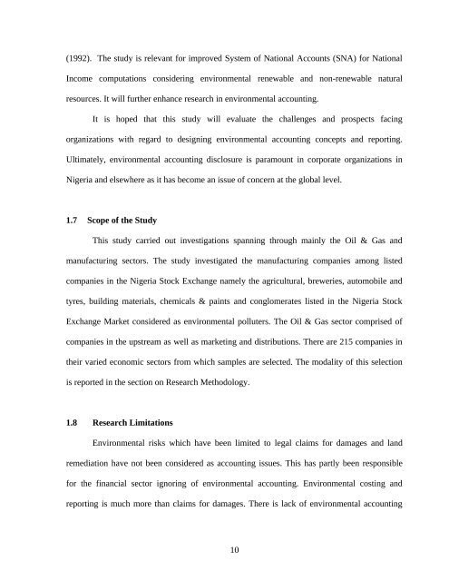 environmental accounting design - Covenant University Repository