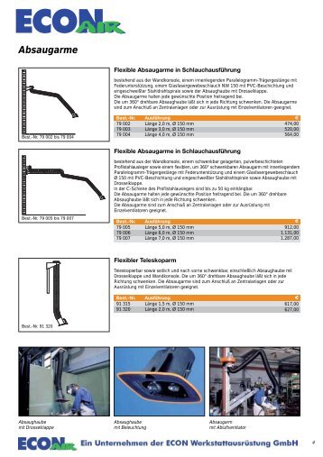 Absaugarme - ECON Werkzeuge