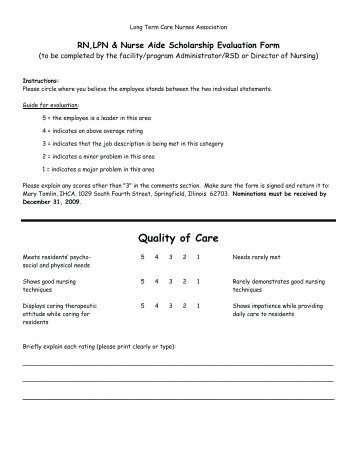 Evaluation Form - Illinois Health Care Association