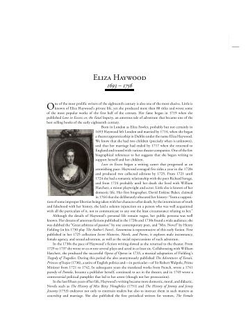 Eliza Haywood - Broadview Press Publisher's Blog