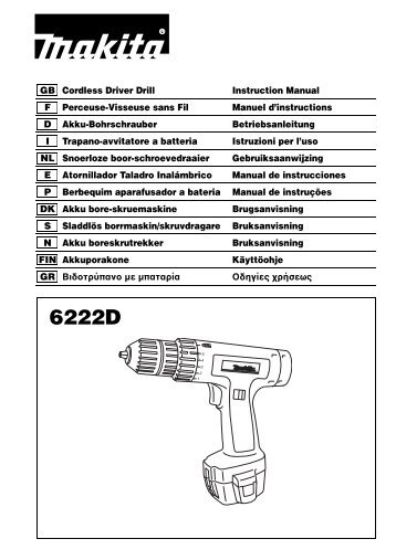 GB Cordless Driver Drill Instruction Manual F Perceuse ... - Makita