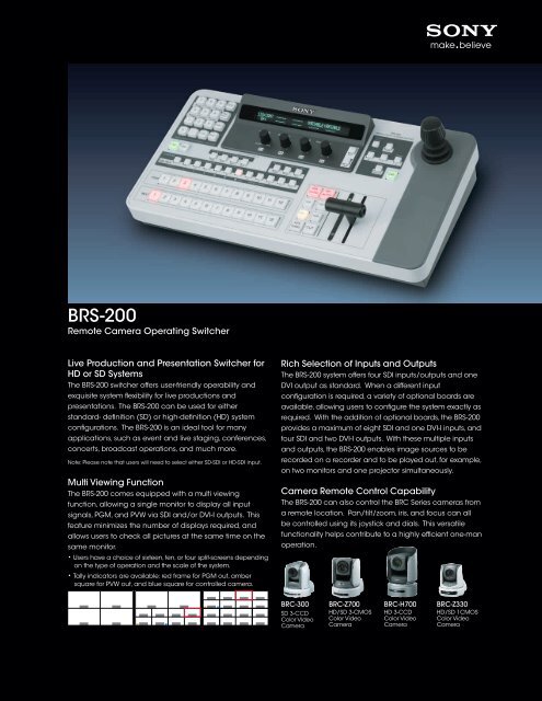 BRS-200 Specification Sheet - Sony