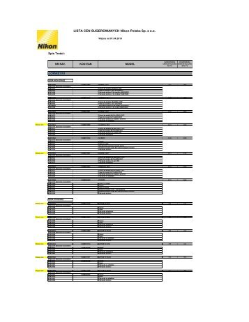 Lista cen sugerowanych Nikon_KWIECIEN_2010 - Nikon Europe