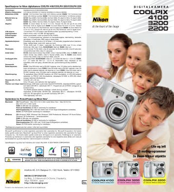 Lite og lett 15 motivprogrammer 3x Zoom Nikkor objektiv - Nikon