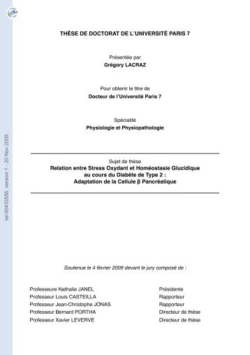 [tel-00433556, v1] Relation entre Stress Oxydant et Homéostasie ...