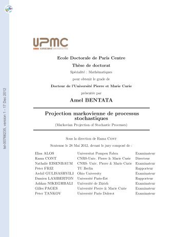 Projection markovienne de processus stochastiques