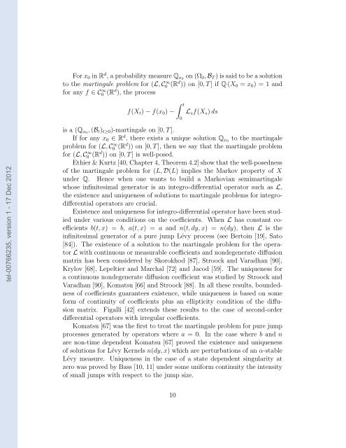 Projection markovienne de processus stochastiques