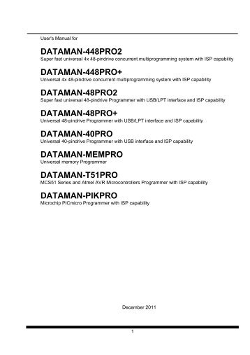 Dataman PIKPro Manual - Dataman Programmers Ltd.