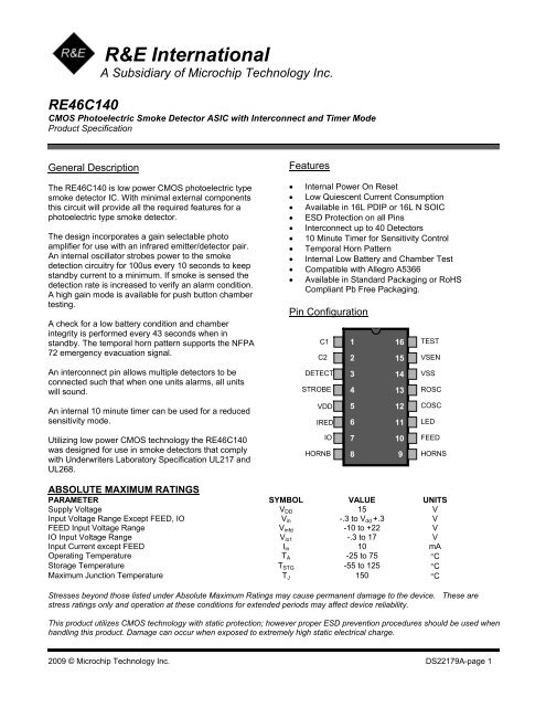 CMOS Photoelectric Smoke Detector ASIC with ... - Microchip