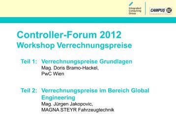 Verrechnungspreise - Controller-Forum