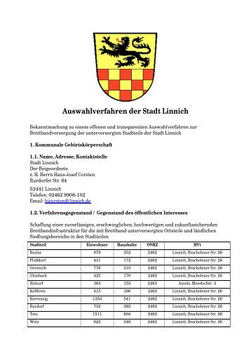 Auswahlverfahren Stadt Linnich - Breitband.NRW