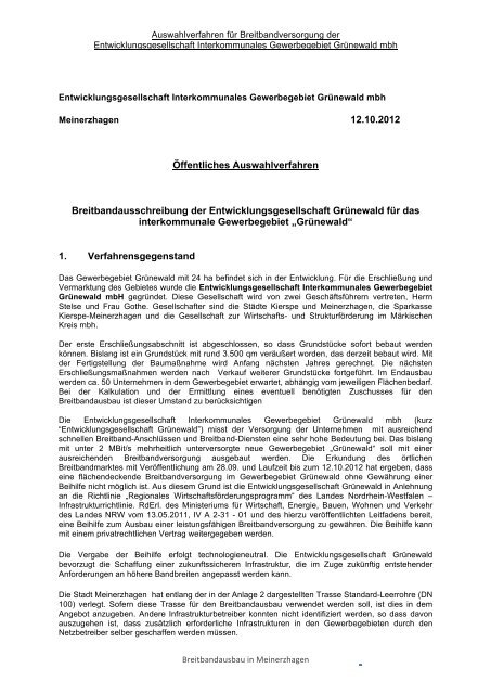 Ausschreibung: Auswahlverfahren - Breitband.NRW