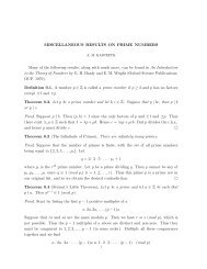 MISCELLANEOUS RESULTS ON PRIME NUMBERS ... - Magma