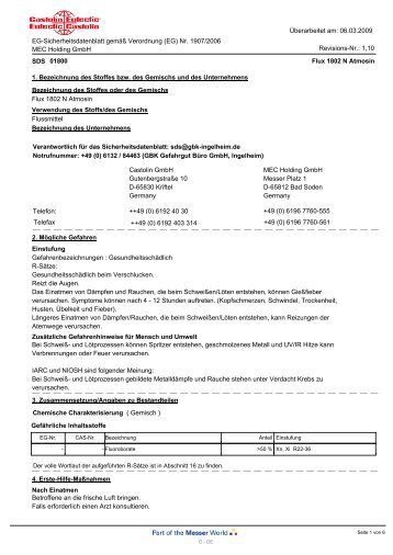 Flux 1802 N Atmosin MEC Holding GmbH EG-Sicherheitsdatenblatt ...