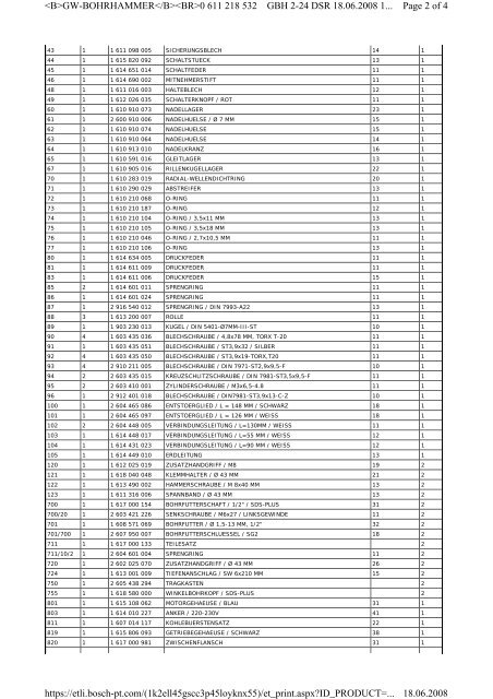 GW-BOHRHAMMER 0 611 218 532 GBH 2-24 DSR Page 1 of 4 