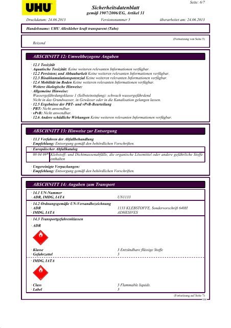 Sicherheitsdatenblatt