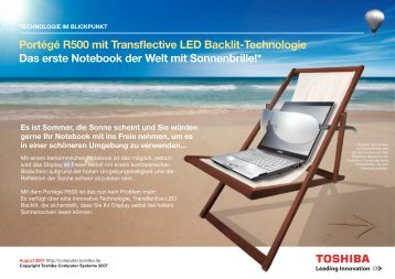 Portégé R500 mit Transflective LED Backlit-Technologie ... - Toshiba