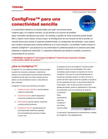 ConfigFree™ para una conectividad sencilla - Toshiba