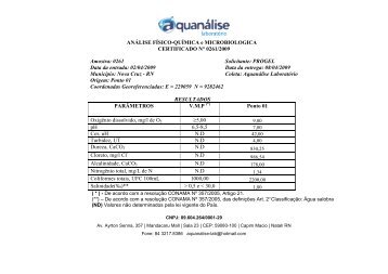 ANÁLISE FÍSICO-QUÍMICA e MICROBIOLOGICA CERTIFICADO N ...