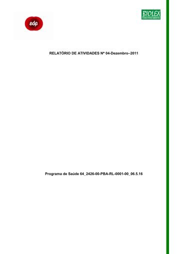 Anexo Saúde 04 - Relatorio de Atividades Biolex-04-Dezembro-2011