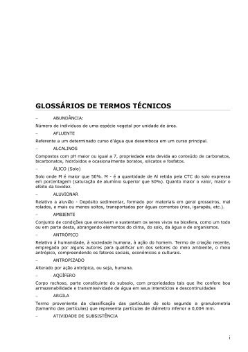 GLOSSÁRIO DE TERMOS TÉCNICOS