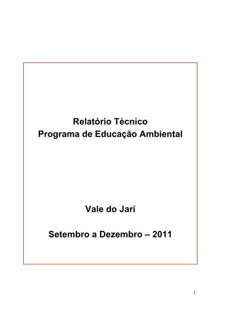 Relatório Técnico Programa de Educação Ambiental Vale ... - Ibama