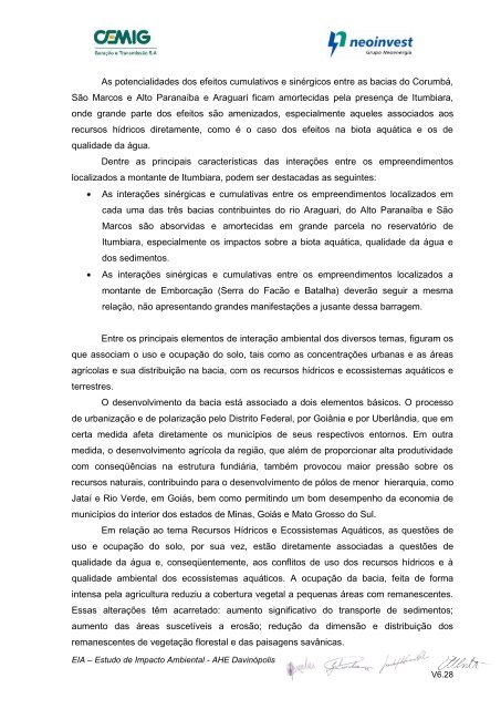 EIA – Estudo de Impacto Ambiental - AHE Davinópolis V6.1 - Ibama