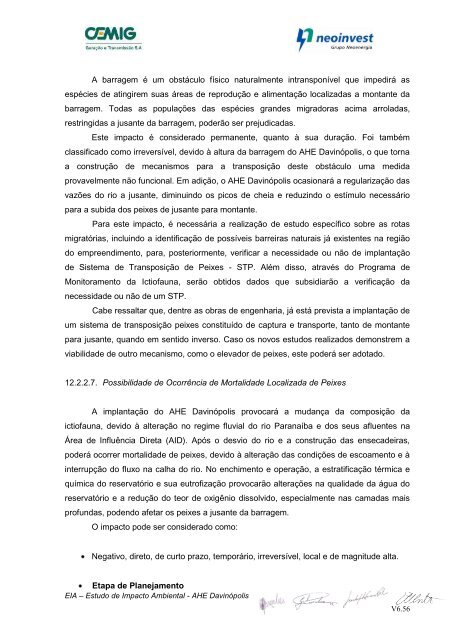EIA – Estudo de Impacto Ambiental - AHE Davinópolis V6.1 - Ibama