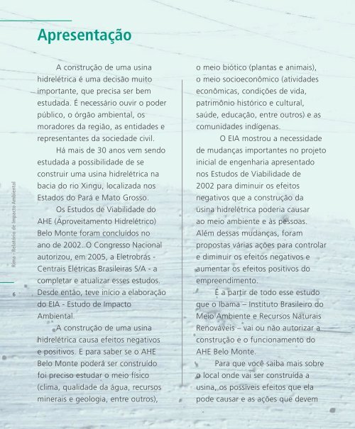 Relatório de Impacto Ambiental Rima - Belo Monte - Eletrobras