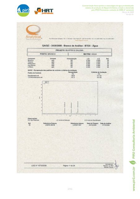 Relatório de Descarte de Água Produzida Referente às ... - Ibama