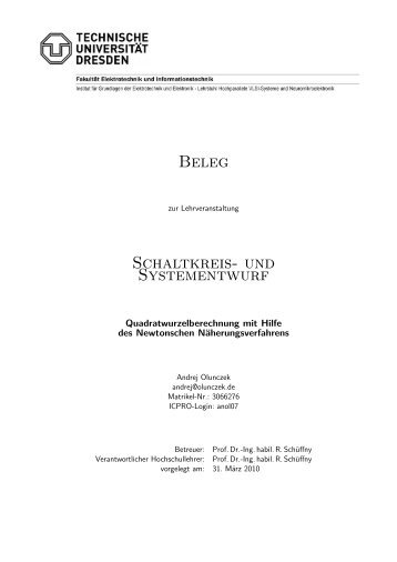 Quadratwurzelberechnung mit Hilfe des ... - Andrej Olunczek