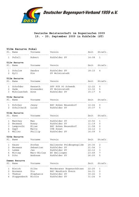 Deutsche Meisterschaft im Bogenlaufen in Kuhfelde am 19.09