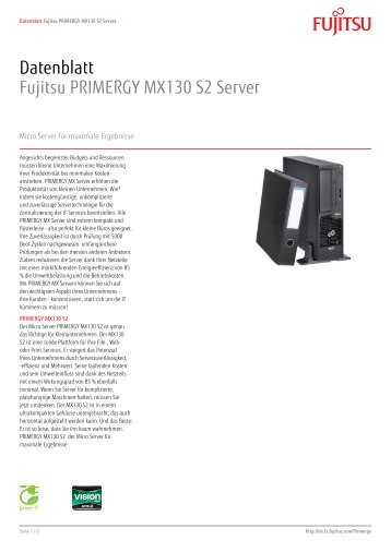 Datenblatt Fujitsu PRIMERGY MX130 S2 Server - bei Fujitsu ...