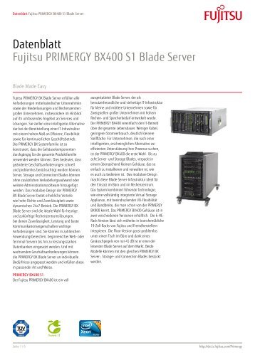 Datenblatt Fujitsu PRIMERGY BX400 S1 Blade Server - bei Fujitsu ...