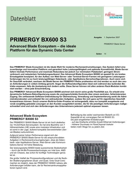 Datenblatt PRIMERGY BX600 S3