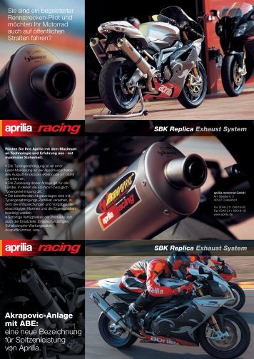 Akrapovic-Anlage mit ABE: eine neue Bezeichnung für - Aprilia