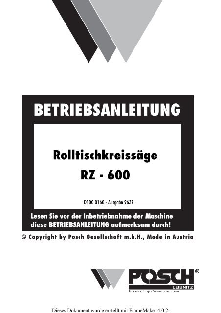 BETRIEBSANLEITUNG - Posch