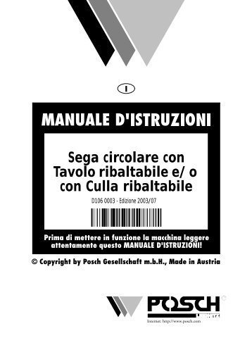 Sega circolare con Tavolo ribaltabile e/o con Culla ribaltabile - Posch