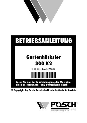 Gartenhäcksler 300 K2 - Posch