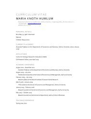 CURRICULUM VITAE MARIA KNOTH HUMLUM - School of ...