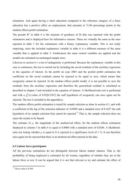 An Analysis on Danish Micro Data - School of Economics and ...