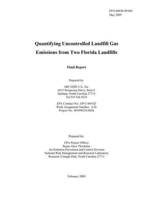 Quantifying Uncontrolled Landfill Gas Emissions from Two Florida ...
