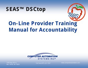 SEAS™ DSCtop On-Line Provider Training Manual for Accountability