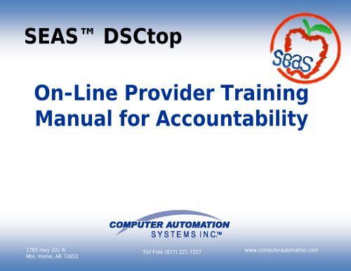 SEAS™ DSCtop On-Line Provider Training Manual for Accountability