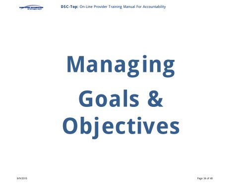 SEAS™ DSCtop On-Line Provider Training Manual for Accountability